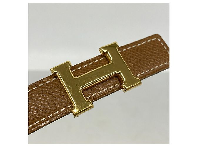 Hermès Hermes Constance Gürtel aus Courchevel Box Kalbsleder Schwarz Golden - Ansicht 7