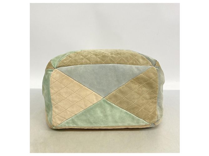 Borsa a tracolla Chanel Matelassé in camoscio Blu Beige Verde - vista 3