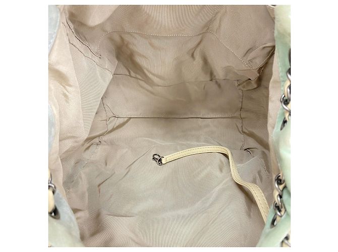 Borsa a tracolla Chanel Matelassé in camoscio Blu Beige Verde - vista 4