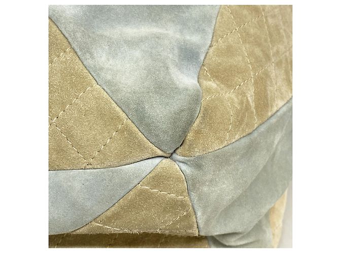 Borsa a tracolla Chanel Matelassé in camoscio Blu Beige Verde - vista 6