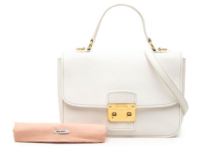 Borsa Miu Miu Madras in pelle bianca Bianco - vista 7