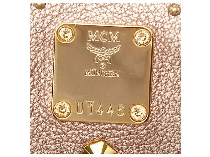 MCM Studded Backpack in Pink Leather - view 9