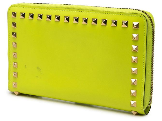Portafoglio lungo con zip rotondo Valentino Rockstud Giallo - vista 2