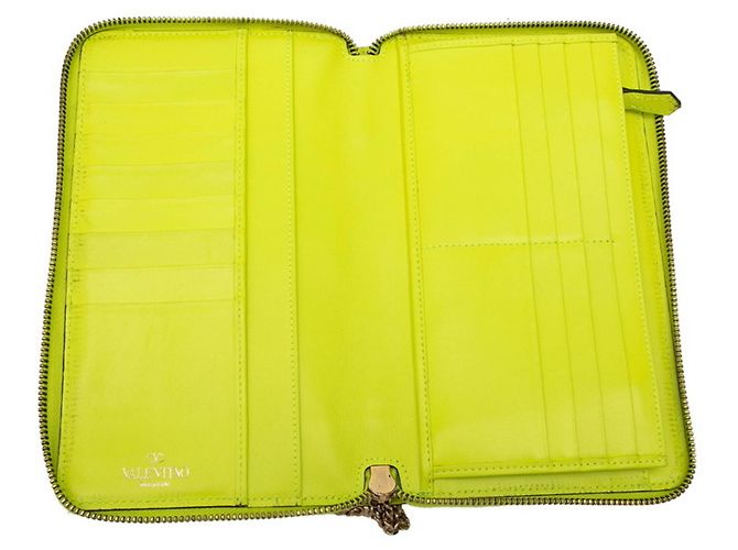 Portafoglio lungo con zip rotondo Valentino Rockstud Giallo - vista 5