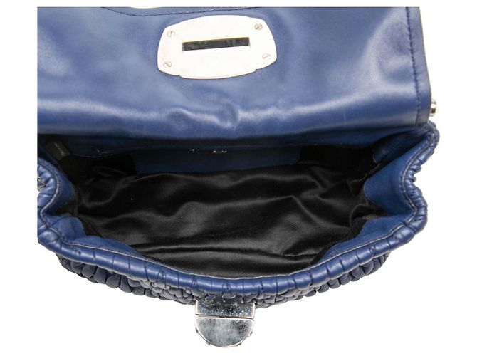 Borsa Miu Miu Matelassé Bijou Chain Blu - vista 5