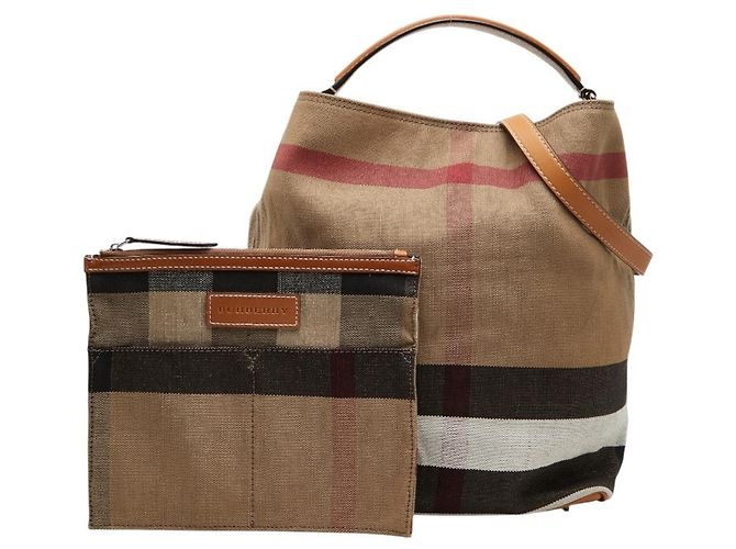 Borsa Hobo Burberry Nova Check Ashby Medium Beige - vista 12
