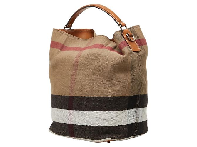 Borsa Hobo Burberry Nova Check Ashby Medium Beige - vista 2