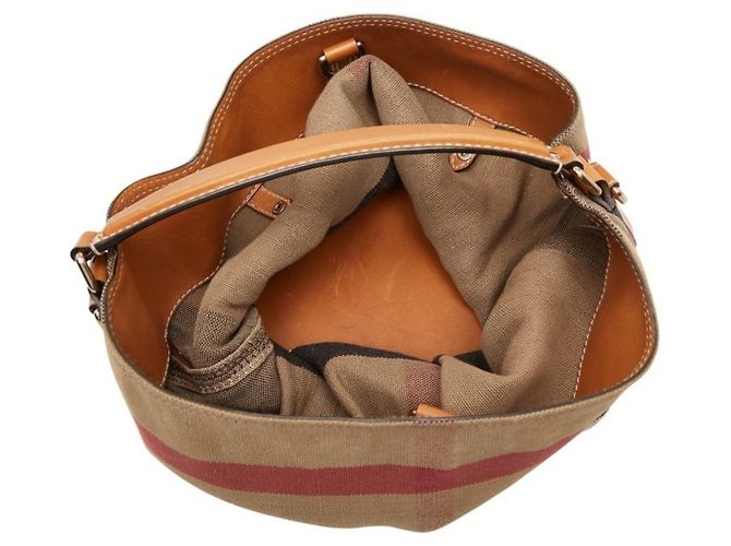 Borsa Hobo Burberry Nova Check Ashby Medium Beige - vista 9