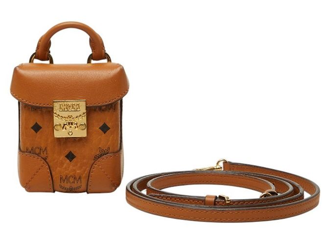 MCM Visetos Logogram Soft Berlin Mini Shoulder Bag Castaño - vista 6