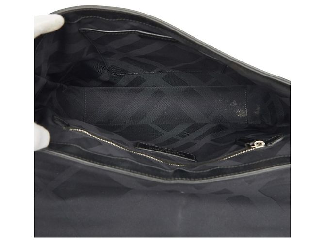 Borsa a tracolla in pelle nera Burberry Nova Check Nero - vista 8