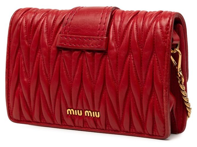 Borsa a tracolla con catena Miu Miu Matelassé in pelle rossa Rosso - vista 2