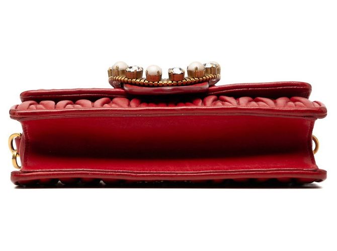 Borsa a tracolla con catena Miu Miu Matelassé in pelle rossa Rosso - vista 3