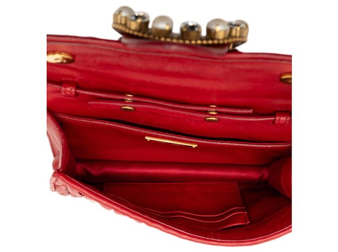 Borsa a tracolla con catena Miu Miu Matelassé in pelle rossa Rosso - vista 4