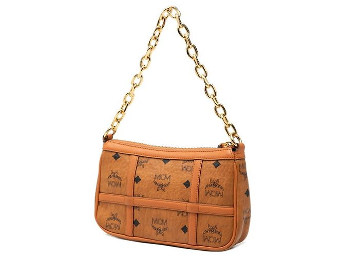 Bolso de mano con cadena MCM Visetos Logogram Castaño - vista 2