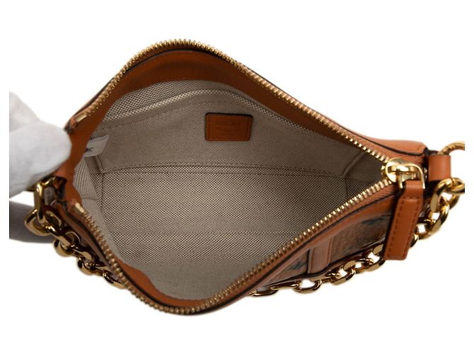 Bolso de mano con cadena MCM Visetos Logogram Castaño - vista 4