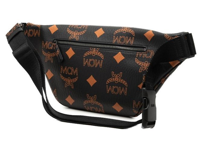 Borsello da vita MCM Maxi Visetos Logogram Fursten Nero Arancione - vista 2