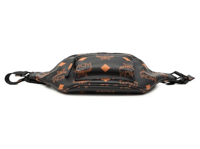 Borsello da vita MCM Maxi Visetos Logogram Fursten Nero Arancione - vista 3