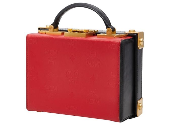 Borsa a mano/Borsa a tracolla MCM Logo Studded Nero Rosso - vista 2