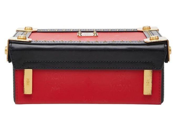 Borsa a mano/Borsa a tracolla MCM Logo Studded Nero Rosso - vista 3