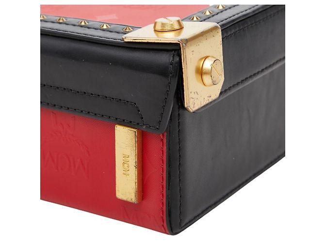 Borsa a mano/Borsa a tracolla MCM Logo Studded Nero Rosso - vista 4