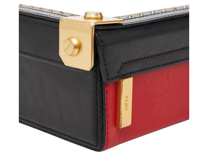Borsa a mano/Borsa a tracolla MCM Logo Studded Nero Rosso - vista 5