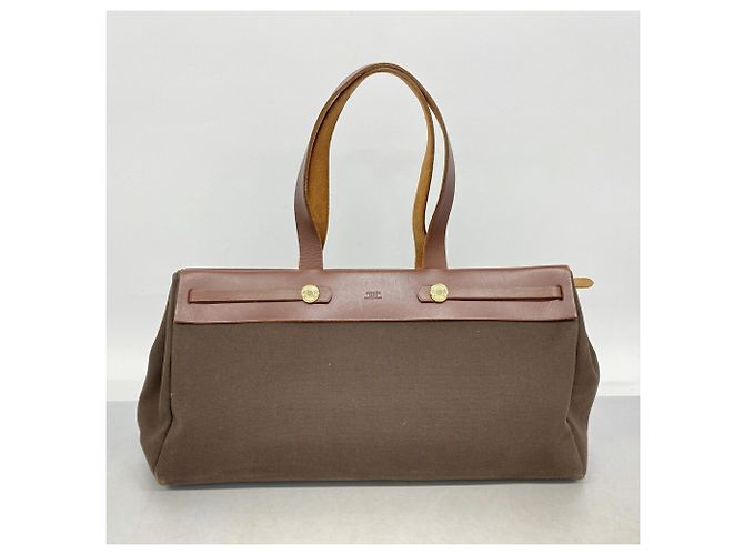 Hermès Saco Tote Hermes Herbag Cabas Marrom - vista 16