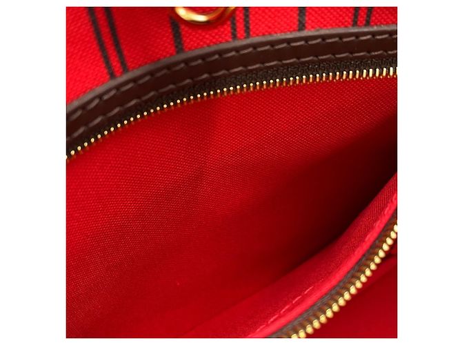Louis Vuitton Damier Ebene Neverfull PM Tote Bag Rot - Ansicht 10
