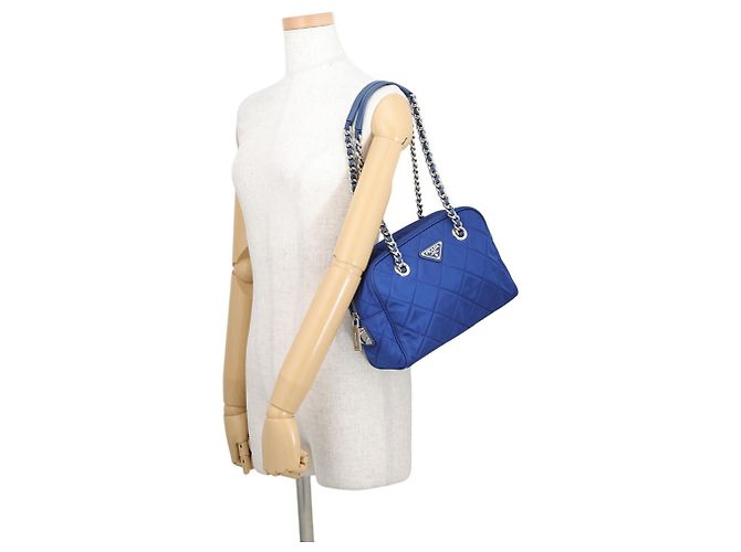 Prada Chain Shoulder Bag Blue - view 4