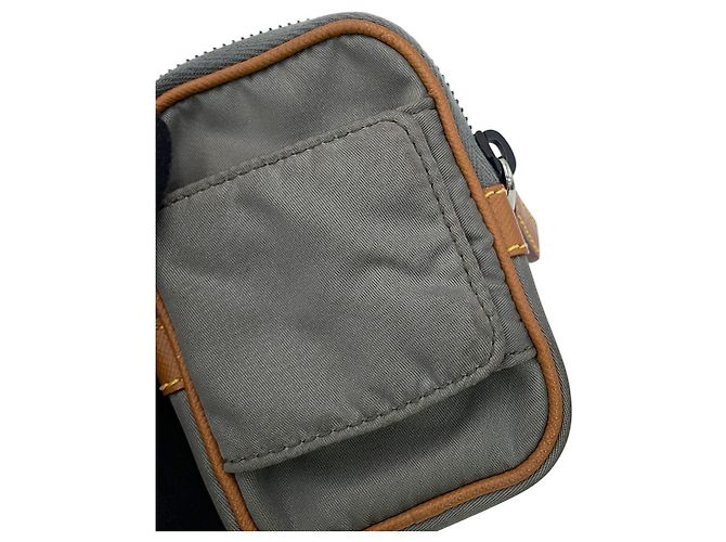 Bolsa de ombro Prada em couro Saffiano e nylon Marrom Preto - vista 13