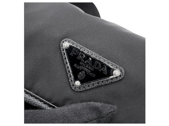 Bolsa de ombro Prada em couro Saffiano e nylon Marrom Preto - vista 14