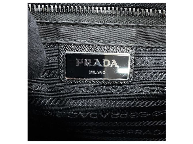 Bolsa de ombro Prada em couro Saffiano e nylon Marrom Preto - vista 16