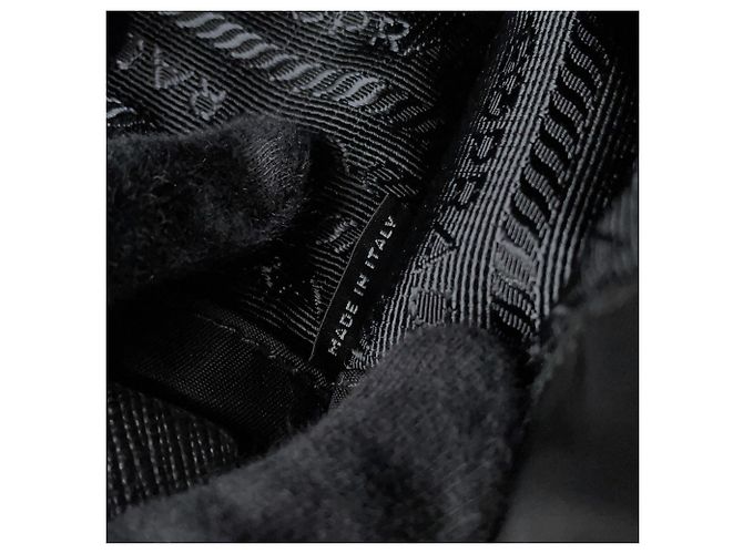 Bolsa de ombro Prada em couro Saffiano e nylon Marrom Preto - vista 17