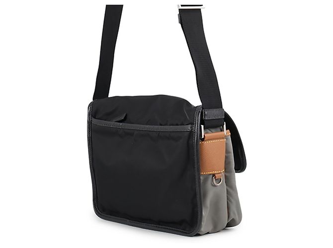 Bolsa de ombro Prada em couro Saffiano e nylon Marrom Preto - vista 2