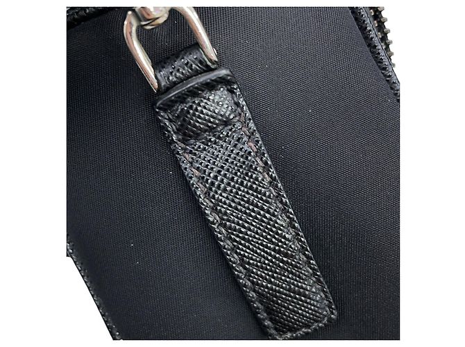 Bolsa de ombro Prada em couro Saffiano preto - vista 12