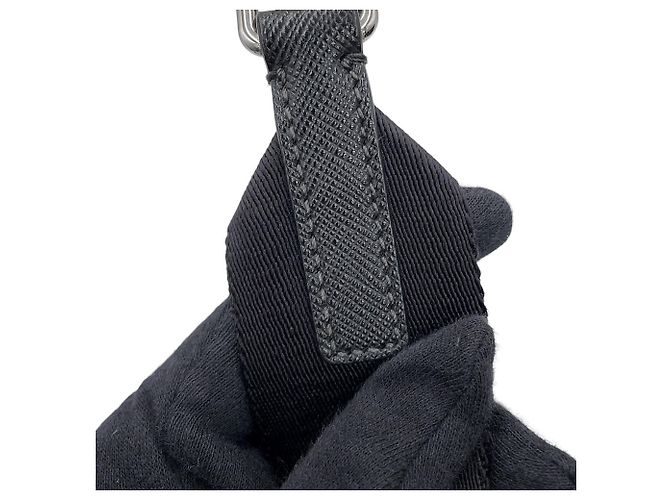 Bolsa de ombro Prada em couro Saffiano preto - vista 13
