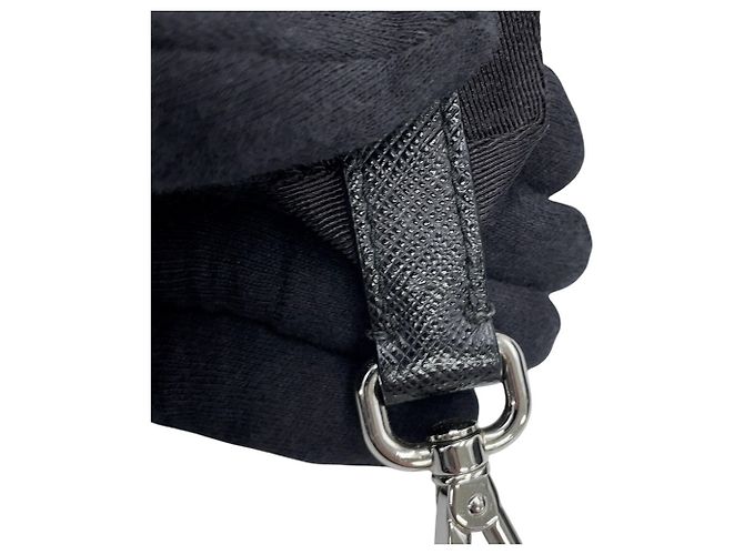 Bolsa de ombro Prada em couro Saffiano preto - vista 14