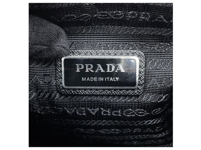 Bolsa de ombro Prada em couro Saffiano preto - vista 16