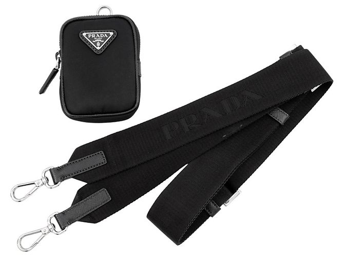 Bolsa de ombro Prada em couro Saffiano preto - vista 17