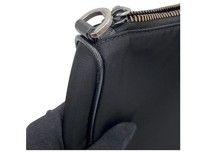 Bolsa de ombro Prada em couro Saffiano preto - vista 7