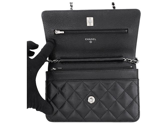 Cartera con cadena Chanel Black Matelassé Negro - vista 5