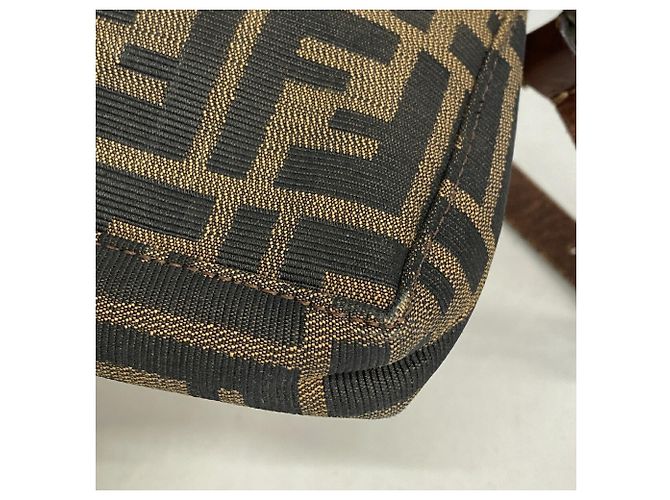 Borsa Fendi Zucca in nylon e canvas Marrone - vista 12