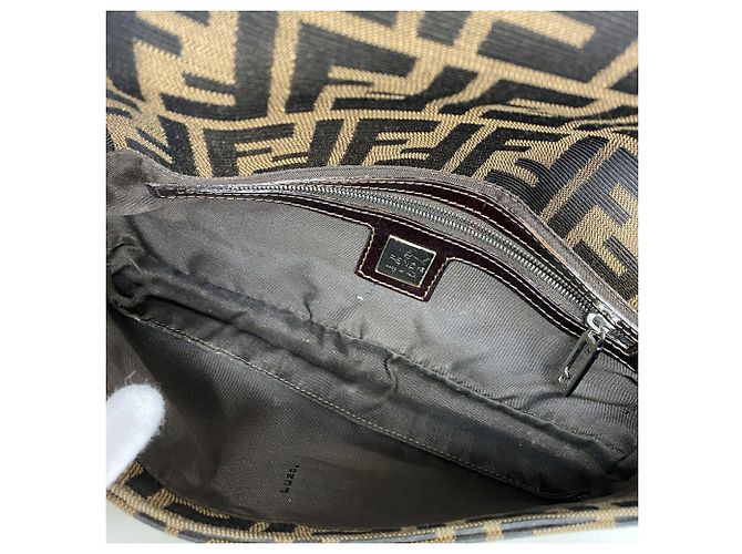 Borsa Fendi Zucca in nylon e canvas Marrone - vista 4