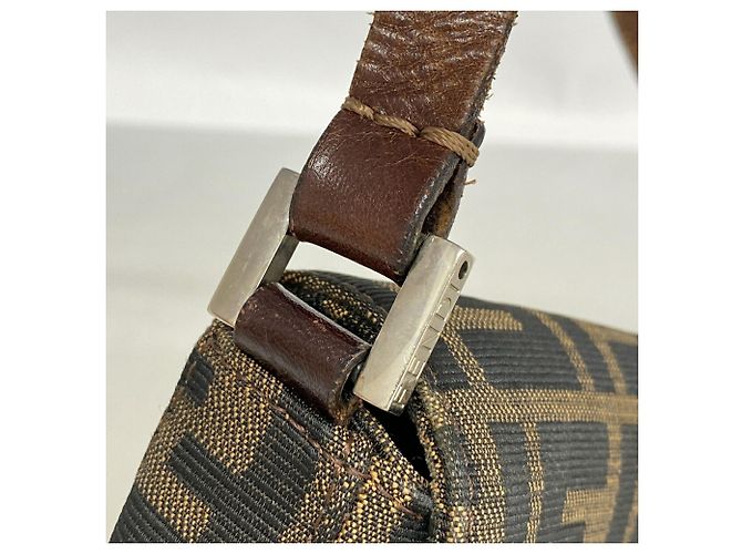 Borsa Fendi Zucca in nylon e canvas Marrone - vista 8