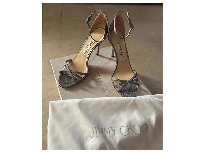 Jimmy Choo Dinda 85 Sandali Glitter Argento Silver hardware - vista 2