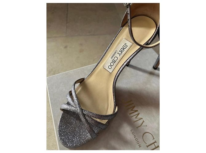 Jimmy Choo Dinda 85 Sandali Glitter Argento Silver hardware - vista 3