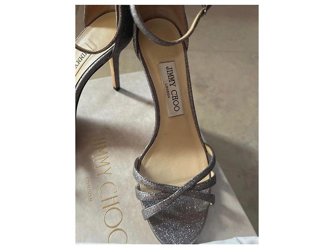 Jimmy Choo Dinda 85 Sandali Glitter Argento Silver hardware - vista 4