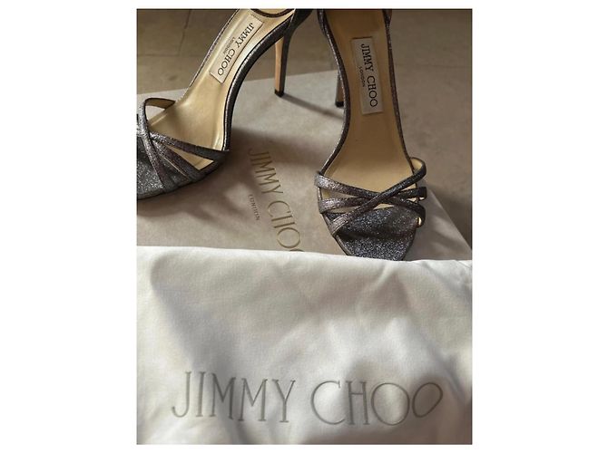 Jimmy Choo Dinda 85 Sandali Glitter Argento Silver hardware - vista 5