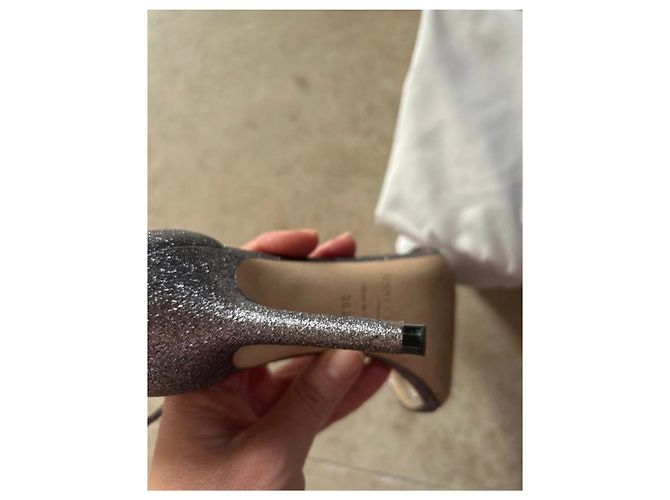 Jimmy Choo Dinda 85 Sandali Glitter Argento Silver hardware - vista 6