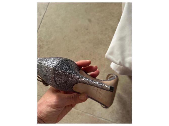 Jimmy Choo Dinda 85 Sandali Glitter Argento Silver hardware - vista 8
