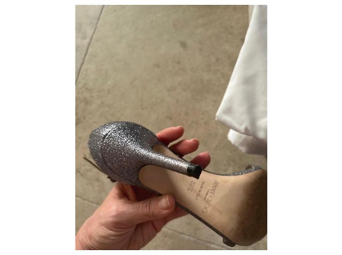 Jimmy Choo Dinda 85 Sandali Glitter Argento Silver hardware - vista 9